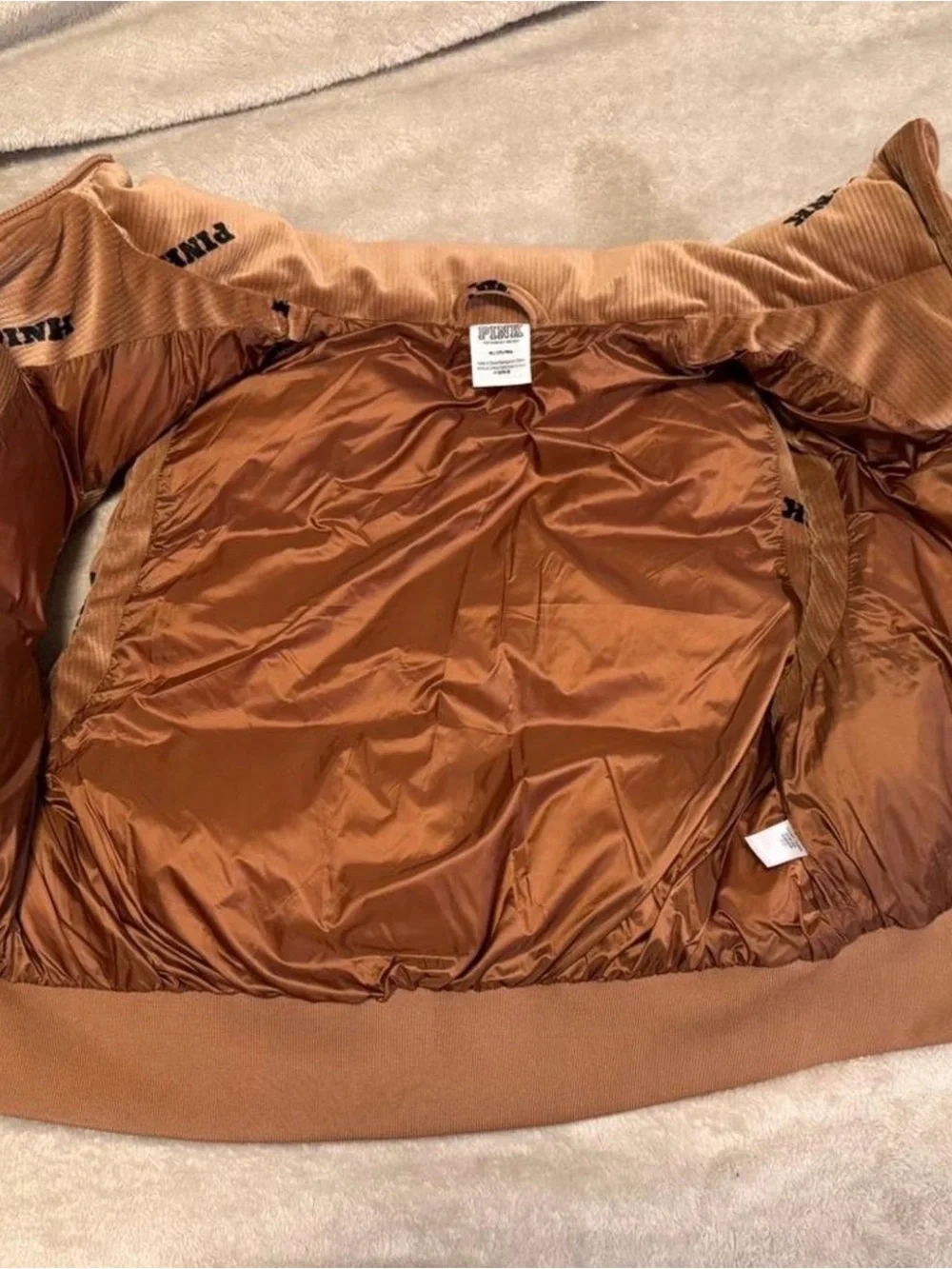 PINK Victoria's Secret Corduroy-Look Puffer Vest in Brown